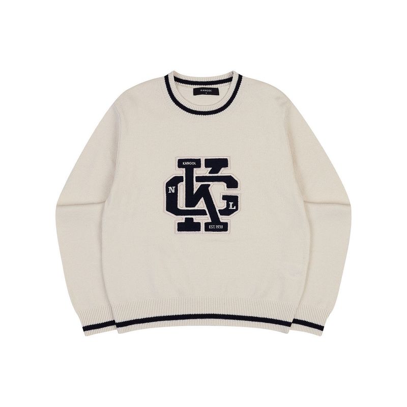 韓國 KANGOL - Women’s KNGL College Sweater 1892 Ecru