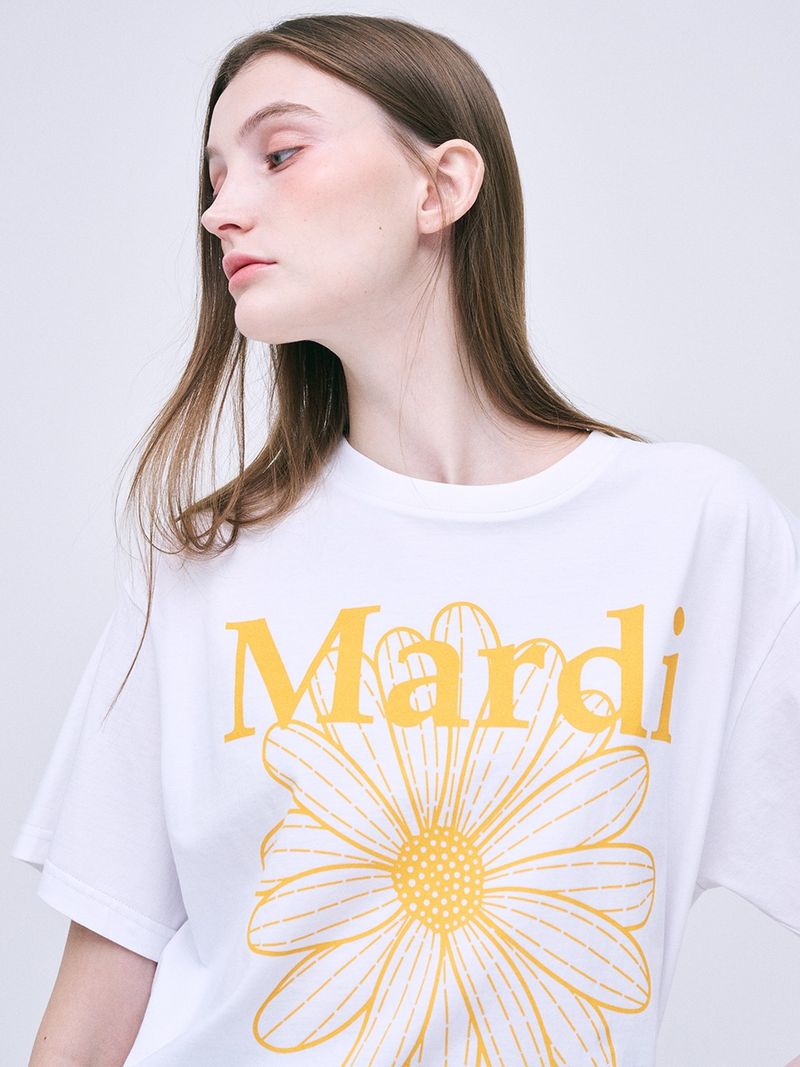 Mardi Mercredi - TSHIRT FLOWERMARDI_WHITE TANGERINE