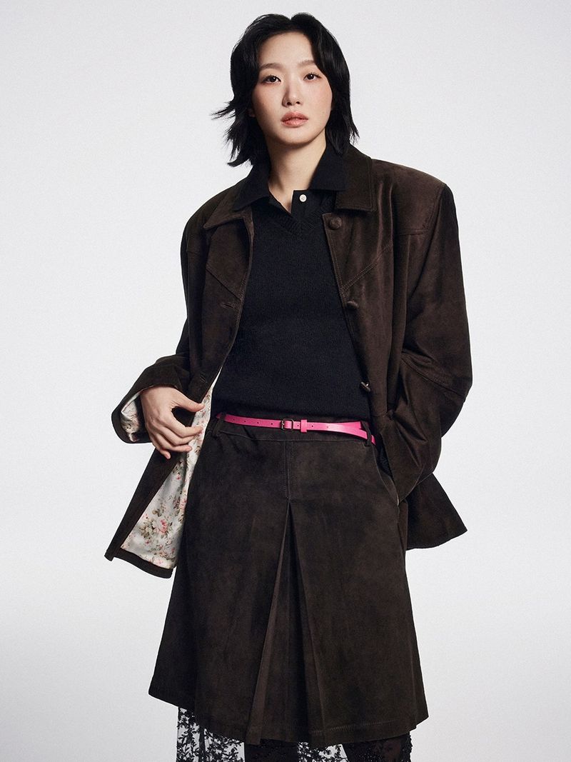 Mardi Mercredi - SUEDE MIDI SKIRT_BROWN  