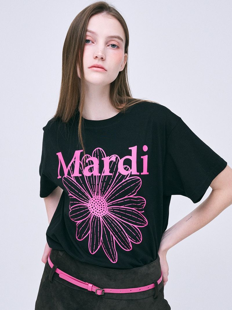 Mardi Mercredi - TSHIRT FLOWERMARDI_BLACK FUCHSIA