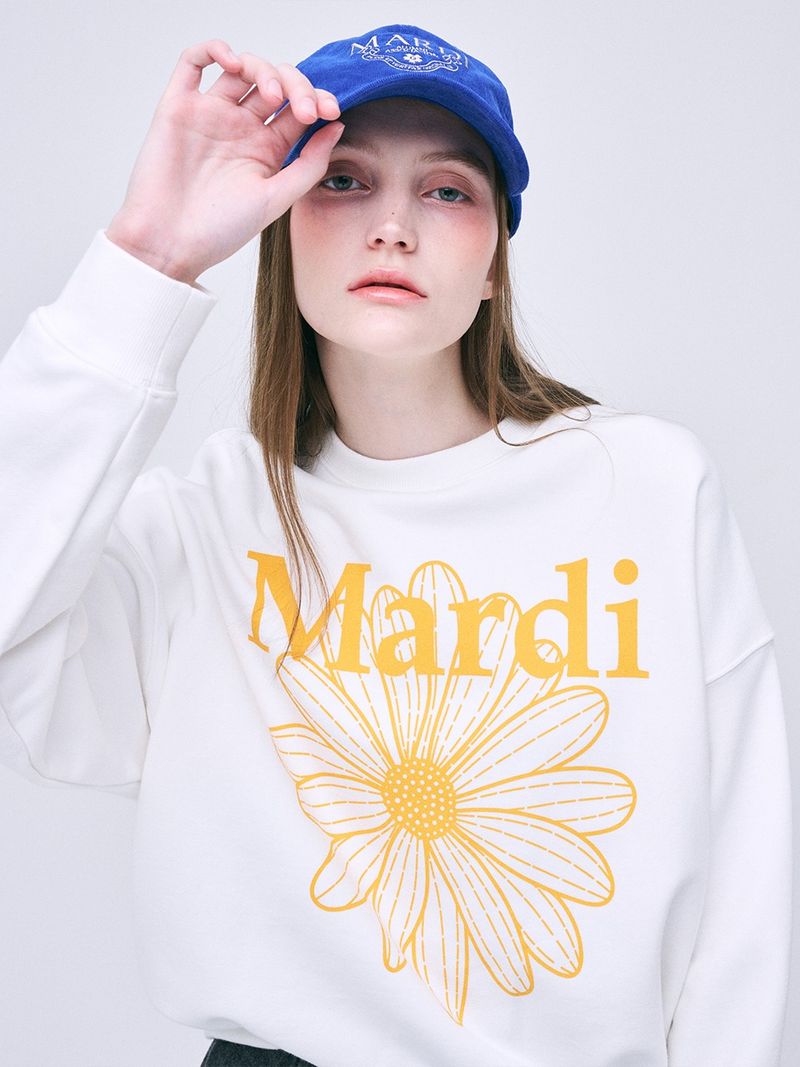 Mardi Mercredi - SWEATSHIRT FLOWERMARDI_WHITE TANGERINE