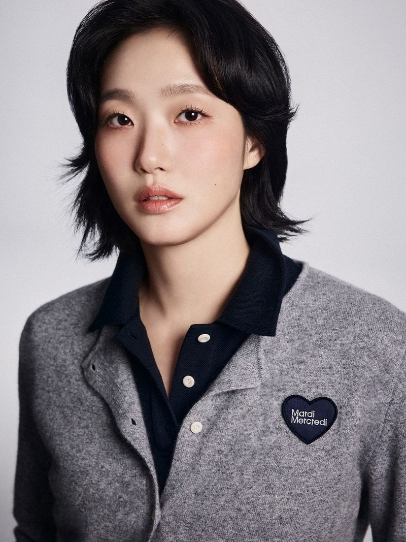 Mardi Mercredi - RACCOON BLENDED CROPPED CARDIGAN HEART LOGO_GREY 