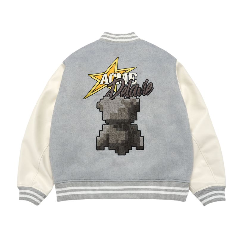 韓國直送 ADLV - PIXEL BEAR ARTWORK VARSITY JACKET5