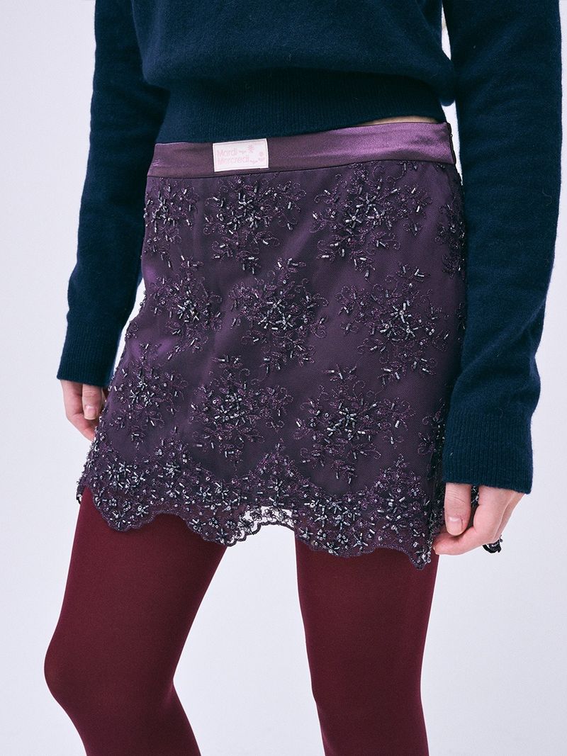 Mardi Mercredi - SEQUIN MINI SKIRT LACE_PURPLE - MARDI MERCREDI 