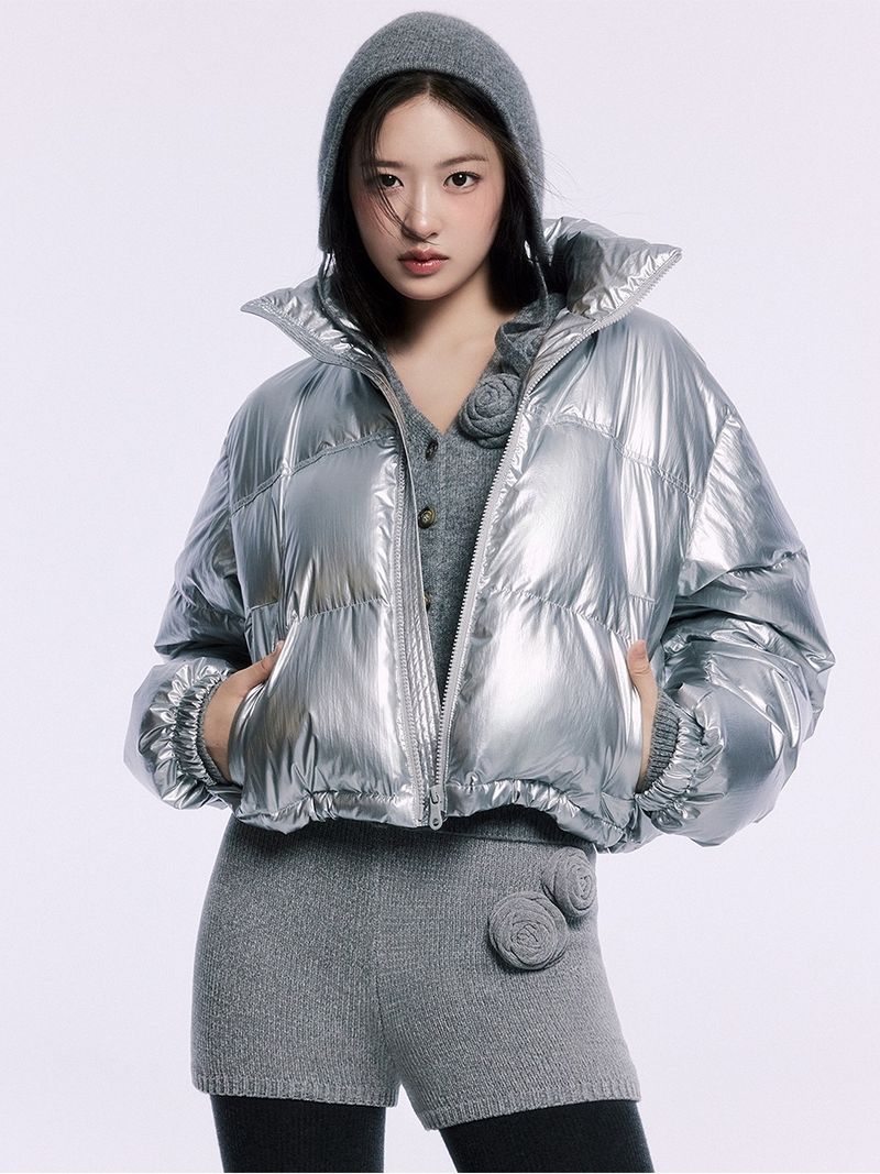 Mardi Mercredi - CROPPED DOWN JACKET HIGHGLOSS_SILVER - MARDI MERCREDI 