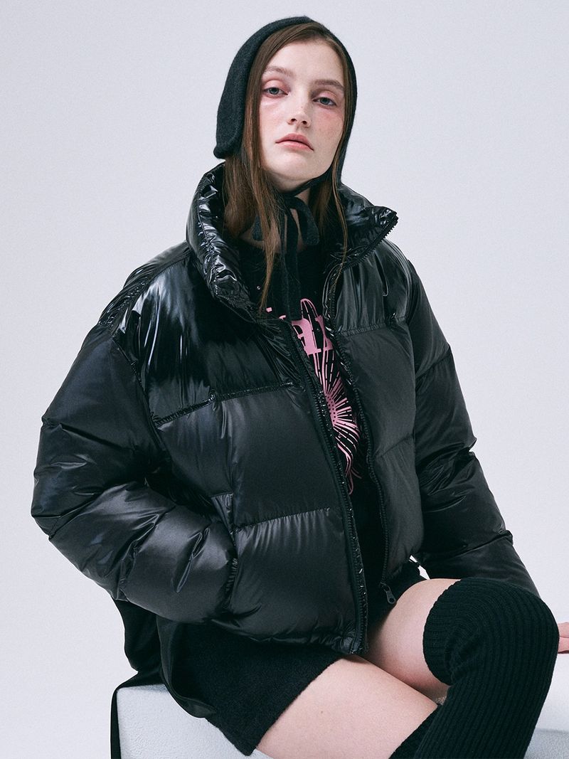 Mardi Mercredi - CROPPED DOWN JACKET COLOR BLOCK_BLACK - MARDI MERCREDI 