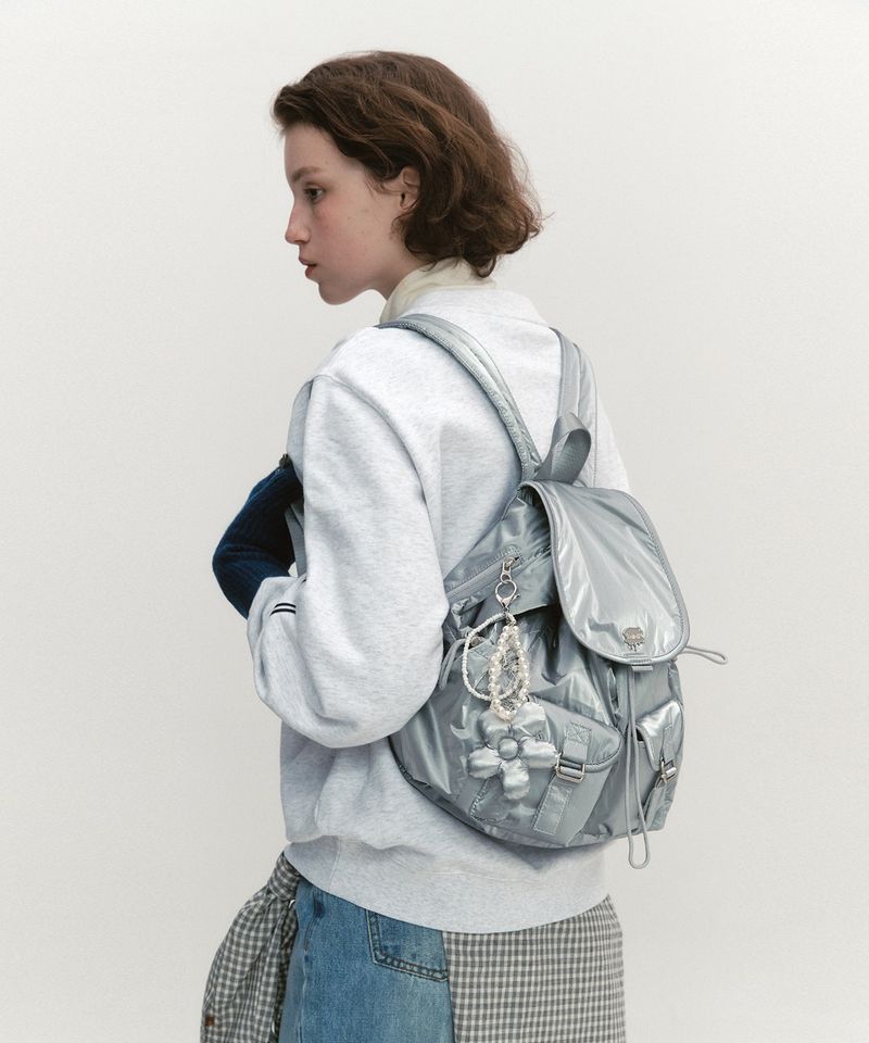 韓國FALLETT - Double Pocket Small Backpack Silver