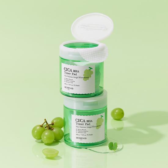 韓國 Olive Young 特別優惠套裝 -SKINFOOD Shine Muscat Cica BHA 爽膚棉片 70P