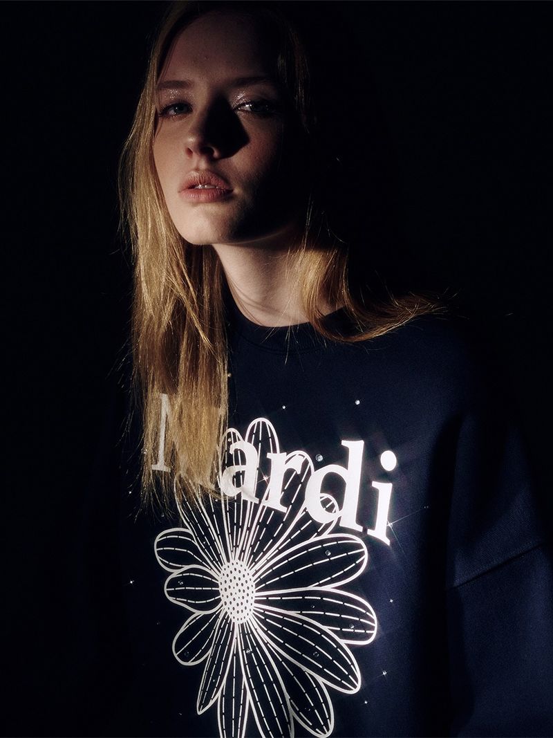 Mardi Mercredi - SWEATSHIRT FLOWERMARDI STONE EMBELLISHED_NAVY WHITE 
