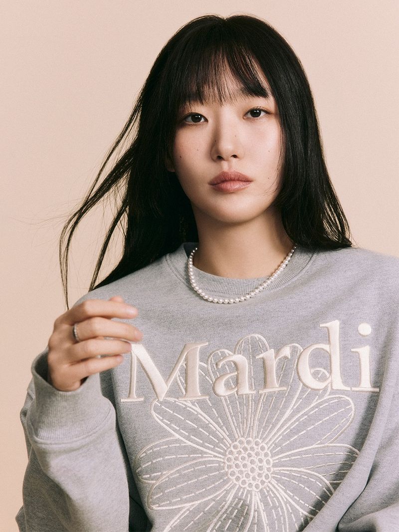 Mardi Mercredi - SWEATSHIRT FLOWERMARDI NEEDLEWORK_GREY CREAM 