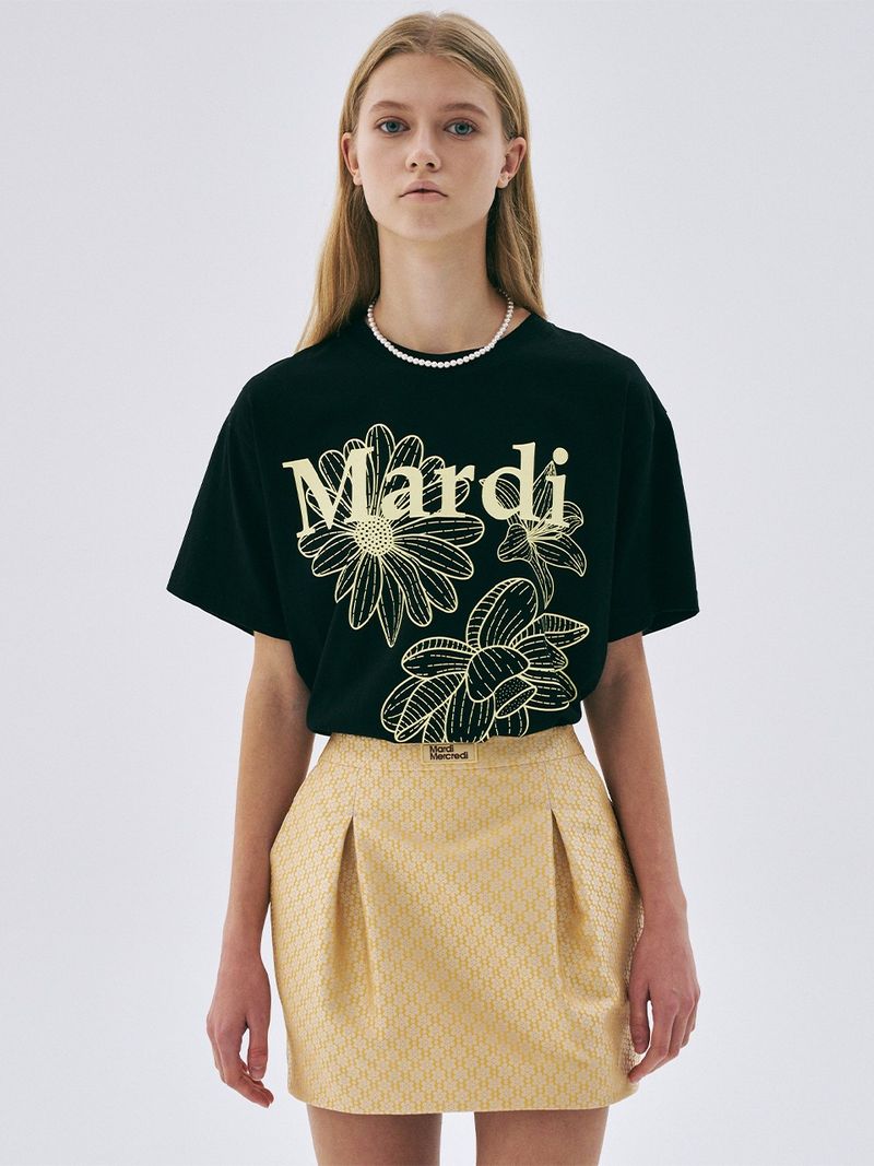 Mardi Mercredi - TSHIRT TRIPLE FLOWER_BLACK LEMON