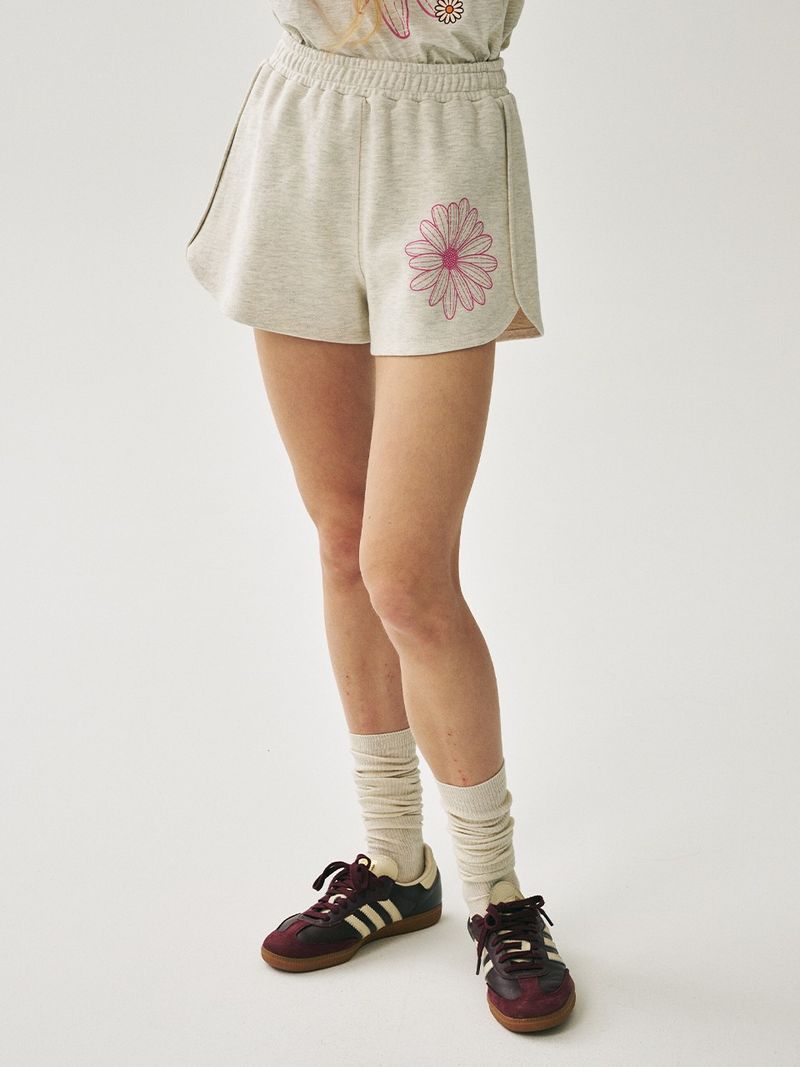 Mardi Mercredi - MINI SWEAT SHORTS FLOWER_OATMEAL PINK 
