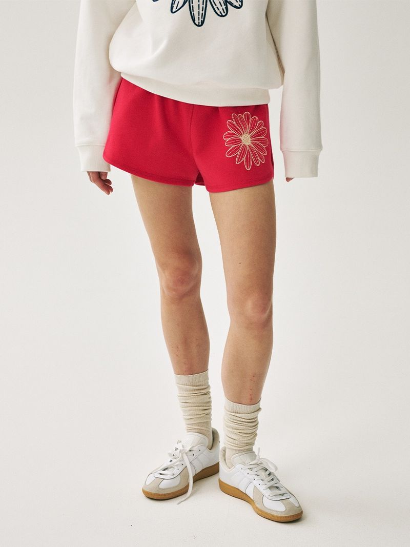 Mardi Mercredi - MINI SWEAT SHORTS FLOWER_RED CREAM