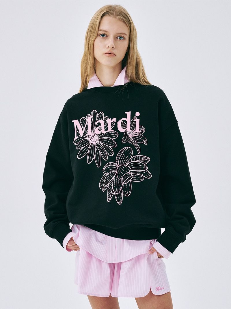 Mardi Mercredi - SWEATSHIRT TRIPLE FLOWER_BLACK PINK