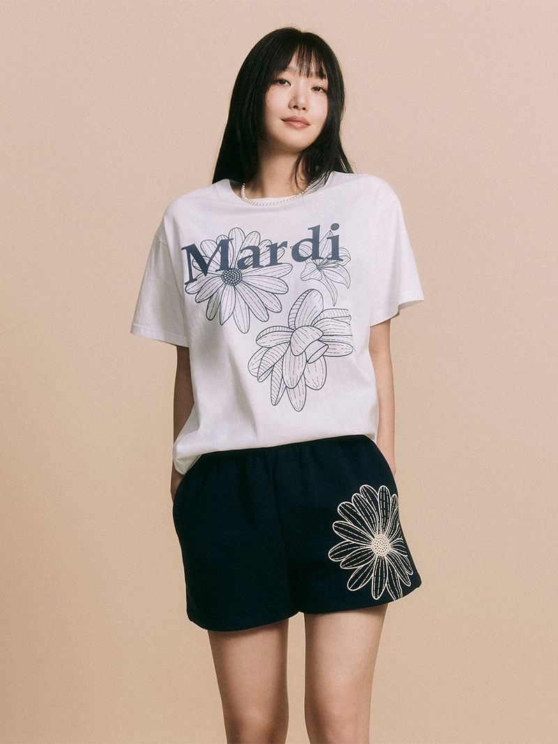 Mardi Mercredi - SWEAT SHORTS FLOWER_NAVY CREAM 
