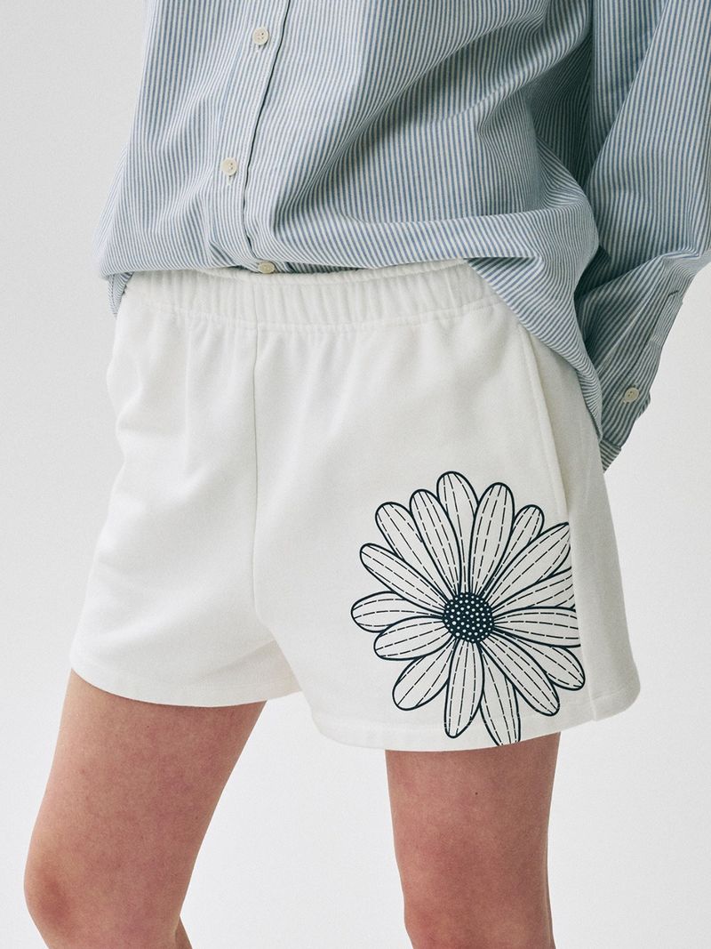 Mardi Mercredi - SWEAT SHORTS FLOWER_WHITE NAVY