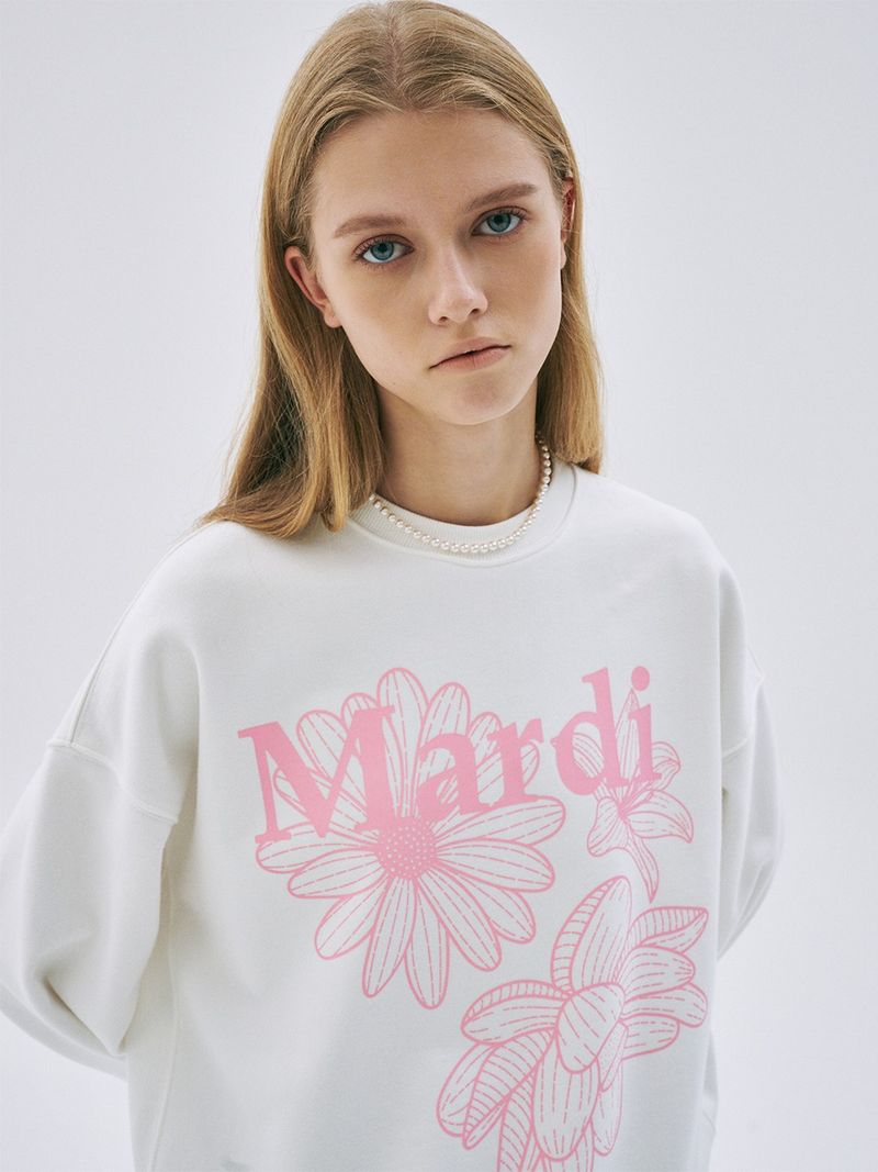 Mardi Mercredi - SWEATSHIRT TRIPLE FLOWER_WHITE PINK