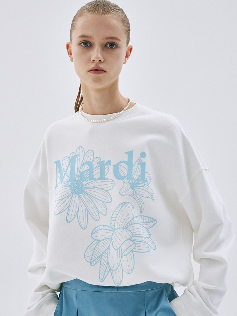 Mardi Mercredi - SWEATSHIRT TRIPLE FLOWER_WHITE SKY
