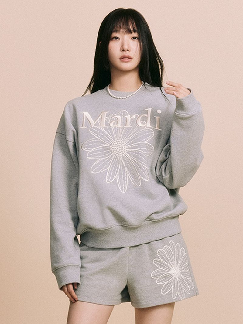 Mardi Mercredi - SWEAT SHORTS FLOWER_GREY IVORY 