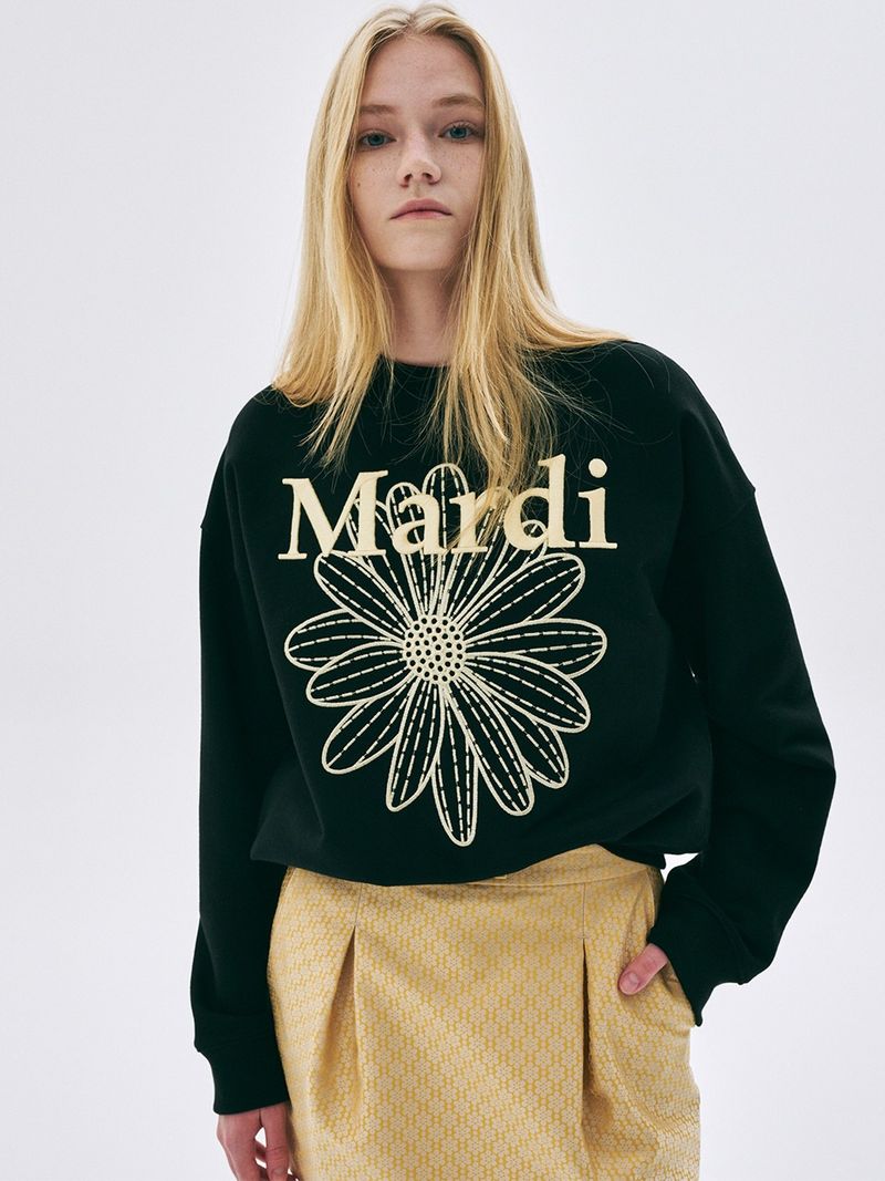 Mardi Mercredi - SWEATSHIRT FLOWERMARDI NEEDLEWORK_BLACK LEMON 