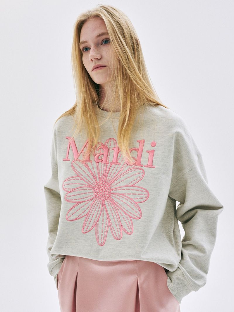 Mardi Mercredi - SWEATSHIRT FLOWERMARDI NEEDLEWORK_OATMEAL PEONY