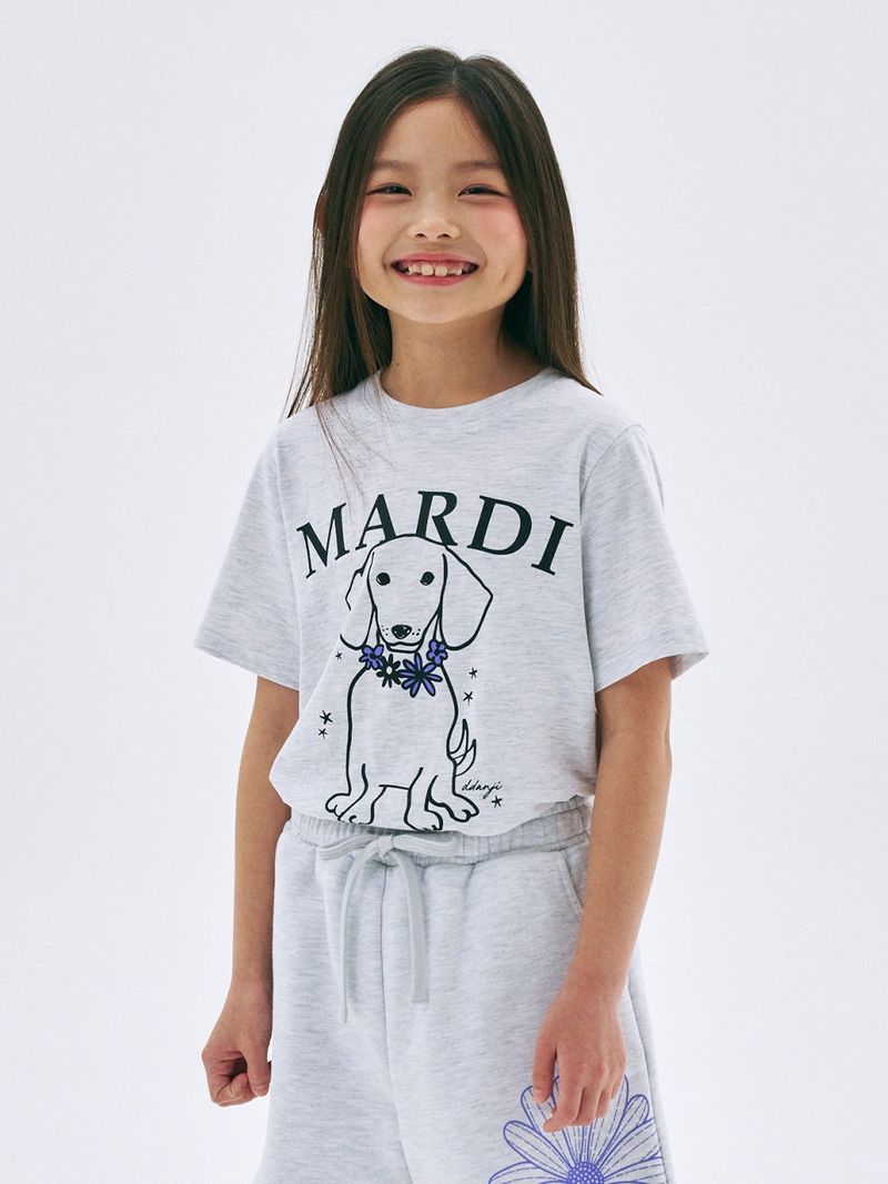 ［韓國限時優惠～］ 韓國 Mardi Mercredi - KIDS TSHIRT SWING THE TAIL DDANJI FLOWER NECKLACE_HEATHER PURPLE 