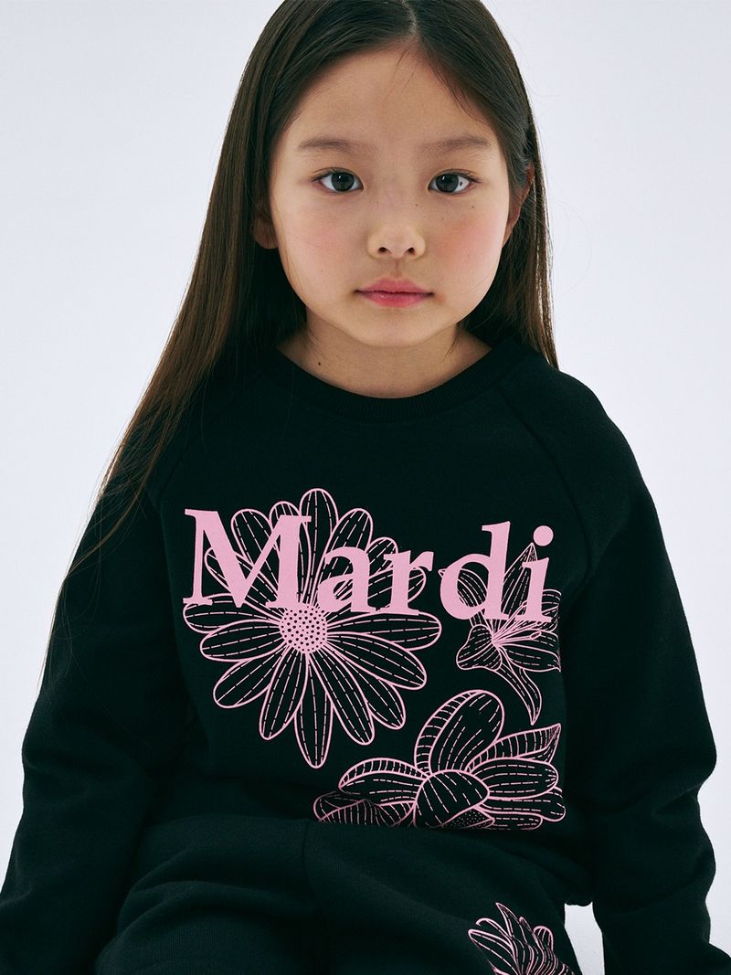 Mardi Mercredi - KIDS SWEATSHIRT TRIPLE FLOWER_BLACK PINK - MARDI MERCREDI | 마르디 메크르디