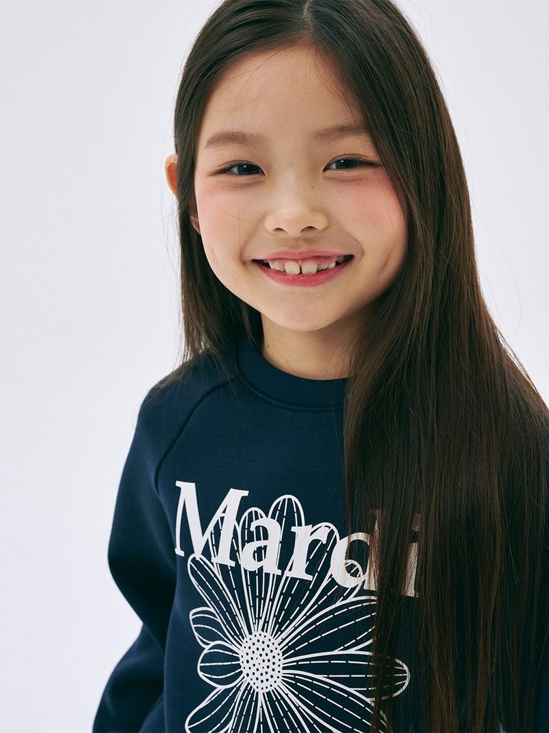 Mardi Mercredi - KIDS NEOPRENE CROPPED SWEATSHIRT FLOWERMARDI_NAVY IVORY - MARDI MERCREDI | 마르디 메크르디