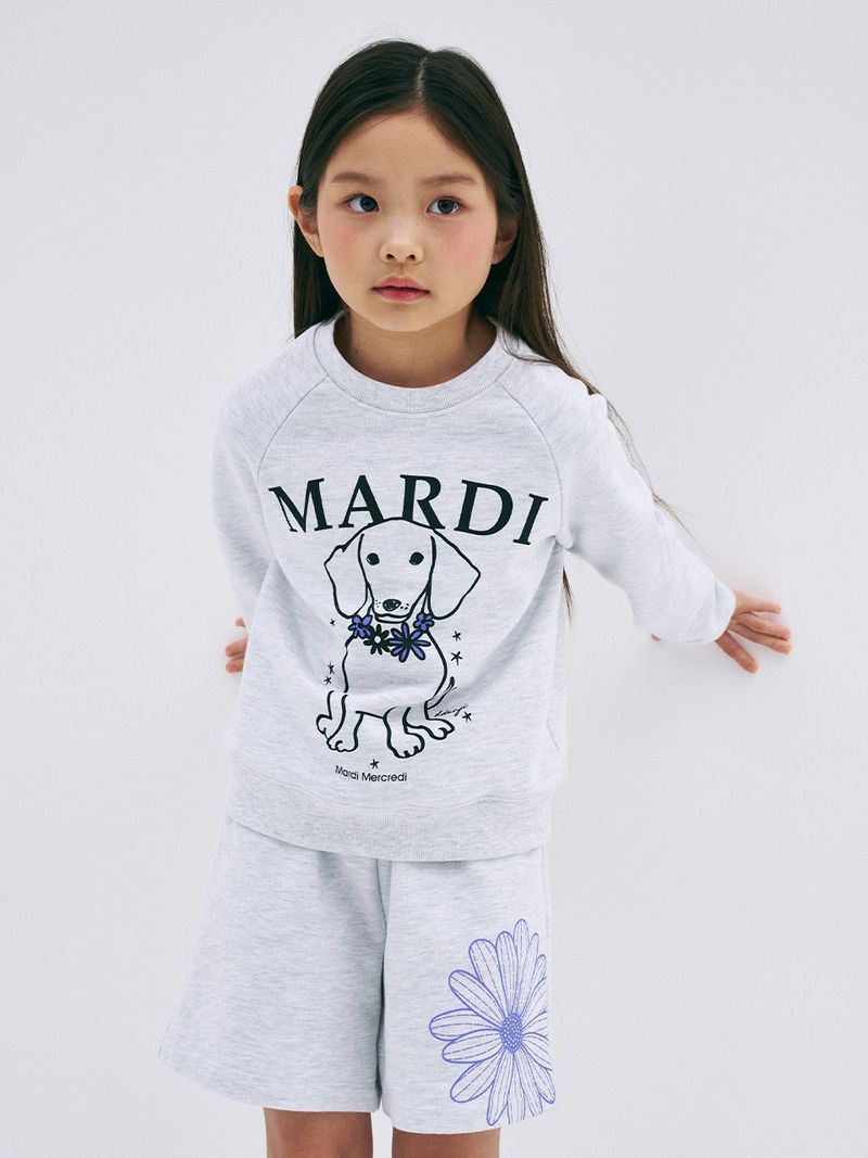Mardi Mercredi - KIDS SWEATSHIRT SWING THE TAIL DDANJI FLOWER NECKLACE_HEATHER PURPLE - MARDI MERCREDI | 마르디 메크르디