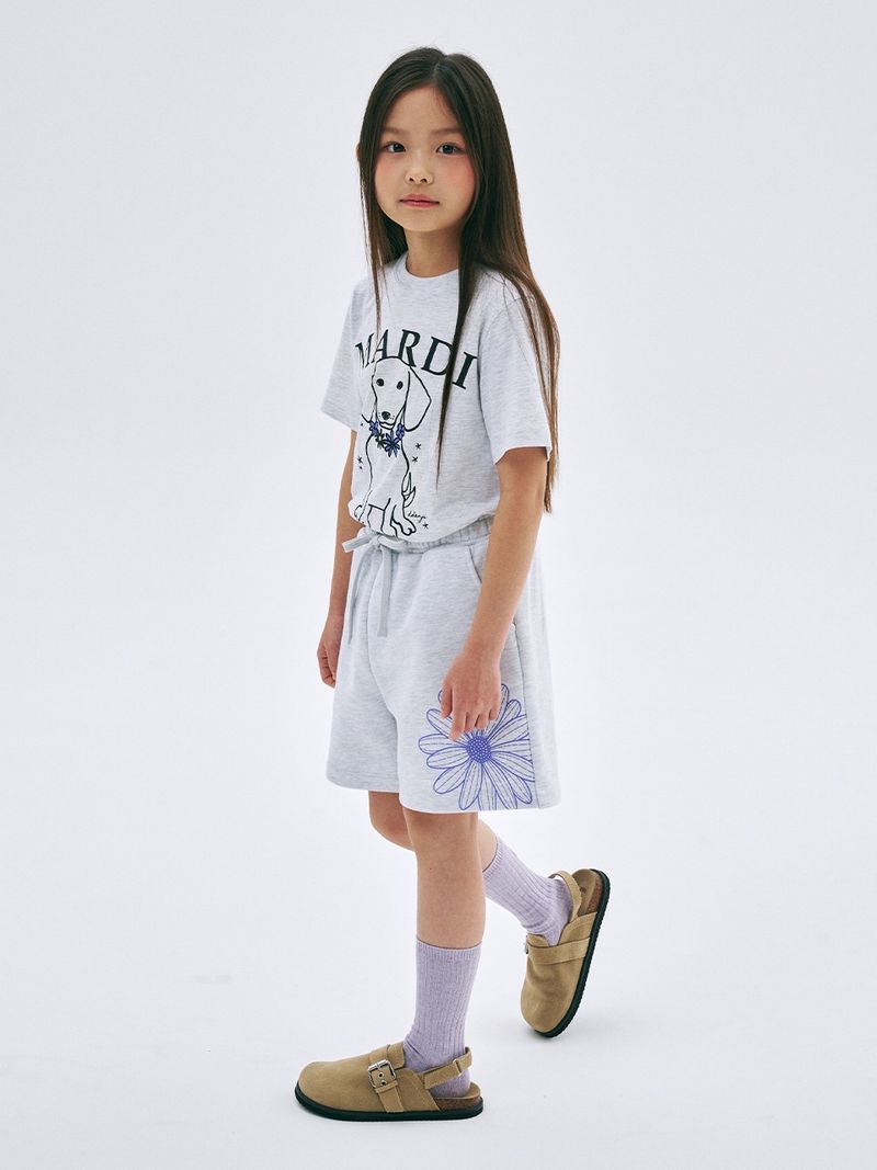 Mardi Mercredi - KIDS SWEAT SHORTS FLOWER_HEATHER PURPLE - MARDI MERCREDI | 마르디 메크르디