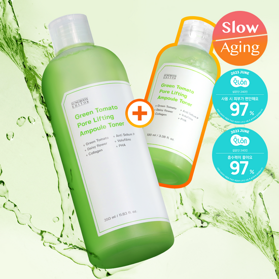 韓國 Olive Young 特別優惠套裝 - Sungboon Editor Green Tomato Pore Lifting Ampoule Toner 綠番茄緊緻收毛孔安瓶爽膚水 (350ml + 100ml 套裝)