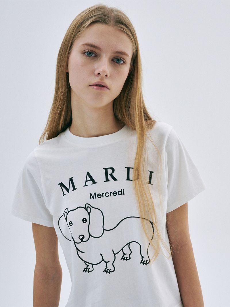 ［韓國限時優惠～］韓國 Mardi Mercredi - SLIM TSHIRT DDANJI CH.06_IVORY BLACK 