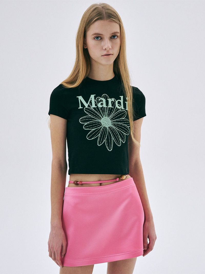 Mardi Mercredi - CROPPED TSHIRT FLOWERMARDI_BLACK MINT - MARDI MERCREDI  마르디 메크르디