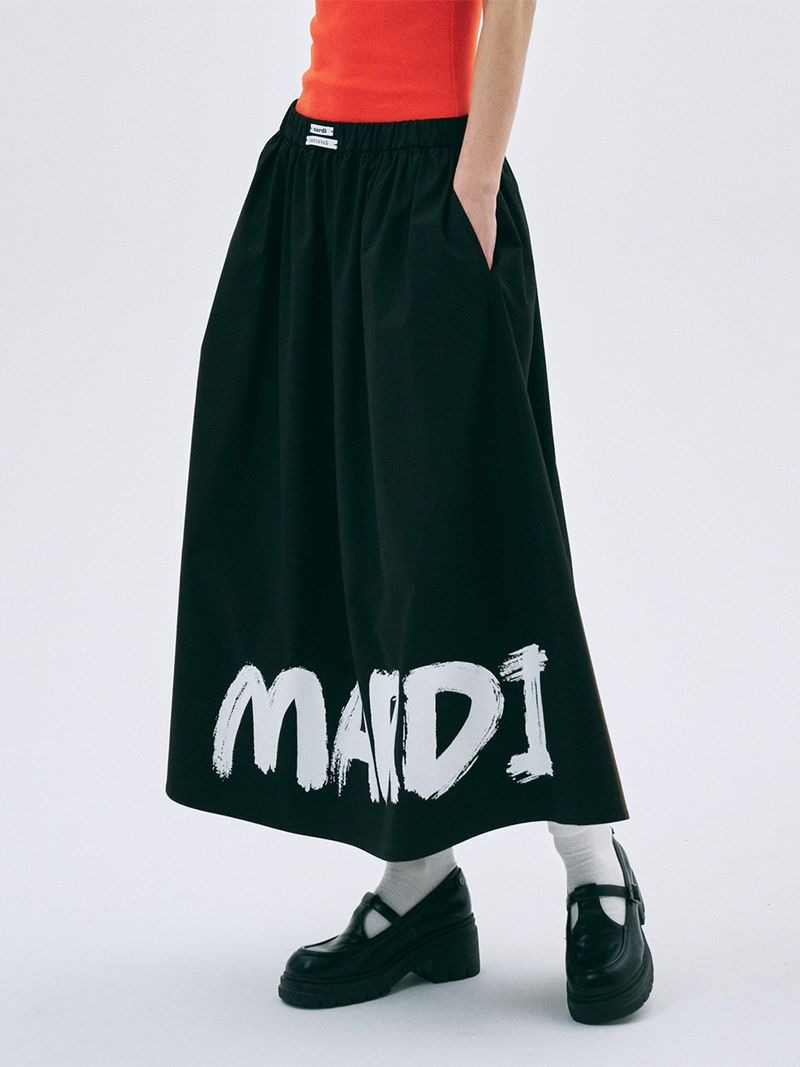 Mardi Mercredi - VOLUME MAXI SKIRT BRUSH LOGO_BLACK