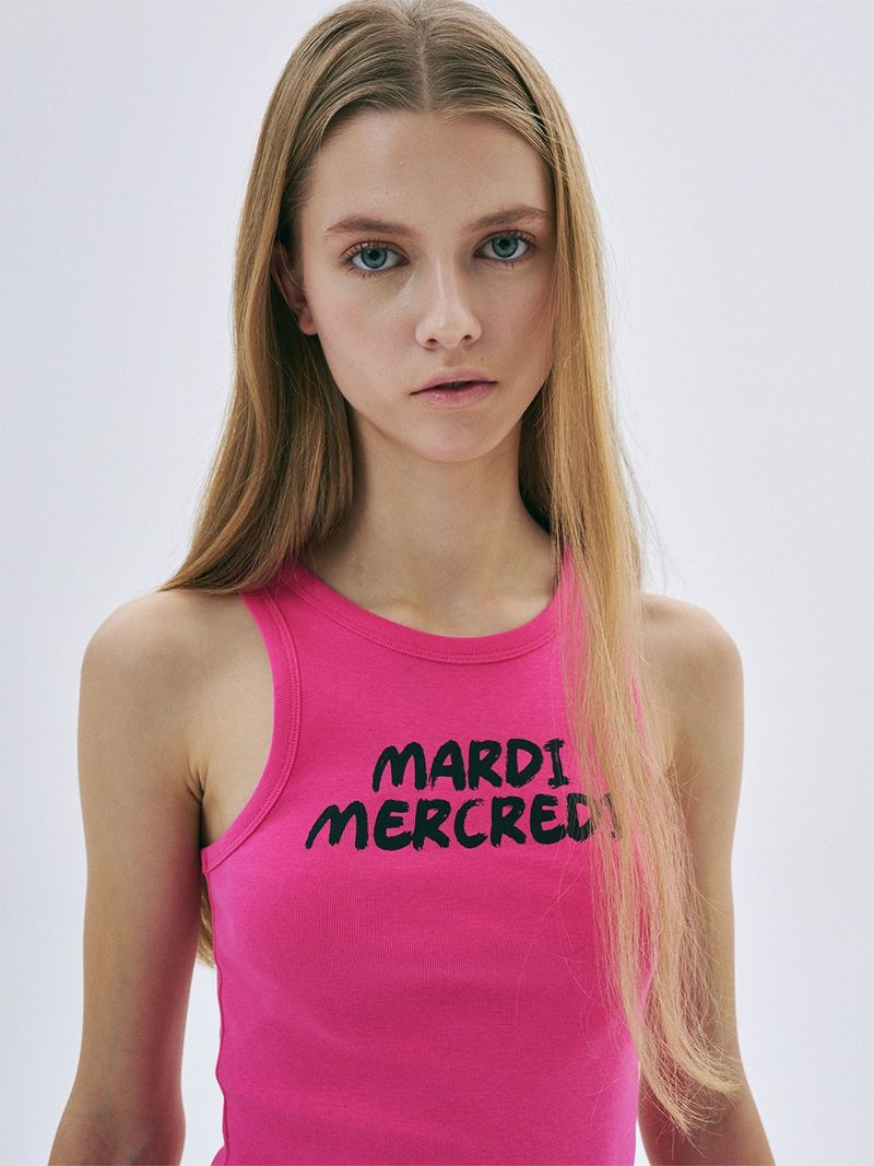 Mardi Mercredi - TANK RACER BRUSH LOGO_PINK BLACK 