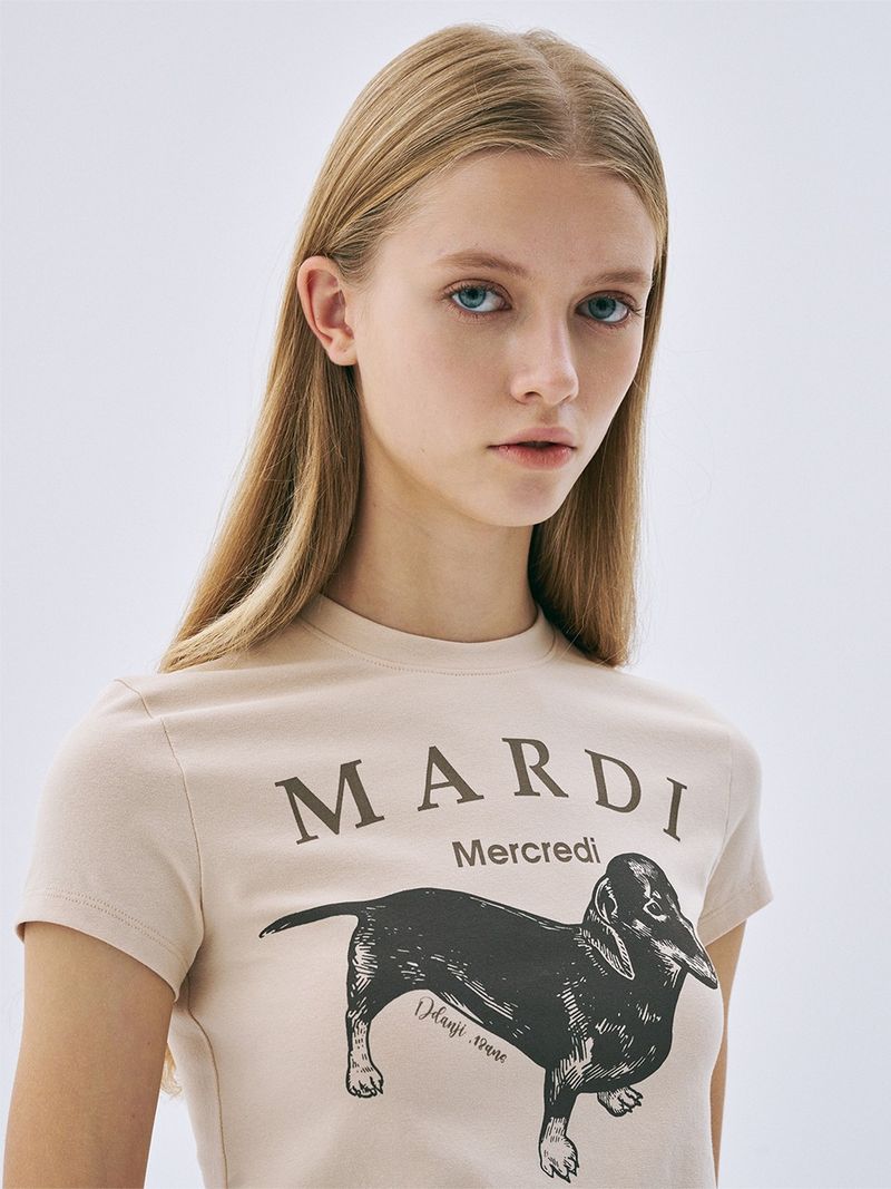 Mardi Mercredi - CROPPED TSHIRT DDANJI_BEIGE TAUPE
