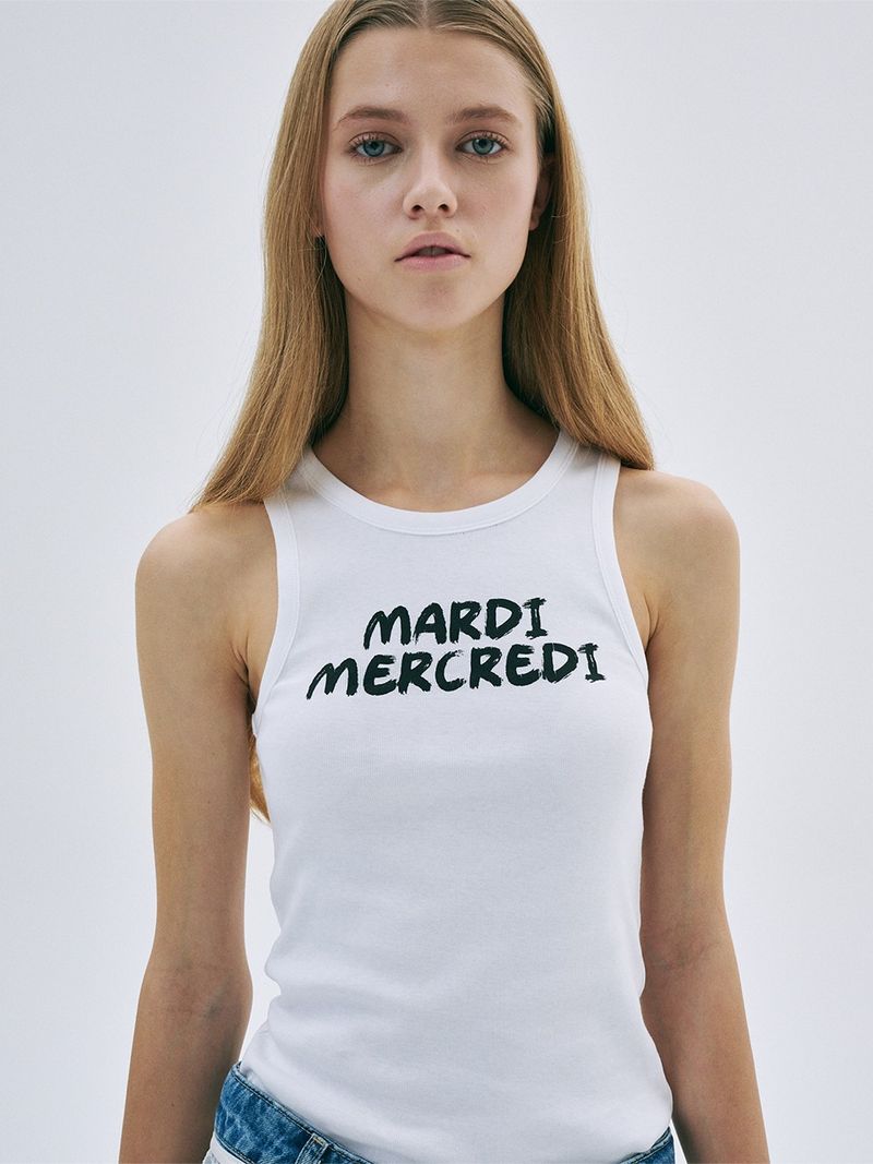 Mardi Mercredi - TANK RACER BRUSH LOGO_WHITE BLACK
