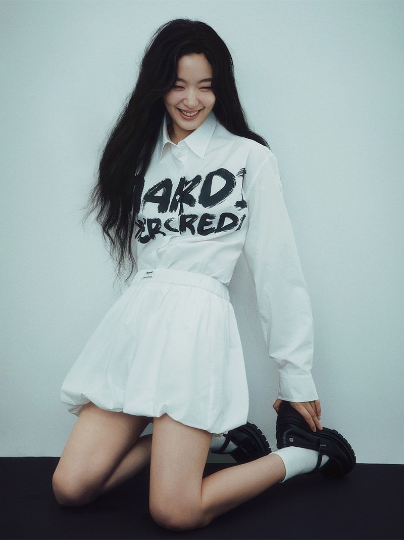 Mardi Mercredi - COTTON BALLOON MINI SKIRT DOUBLE LABEL_WHITE 