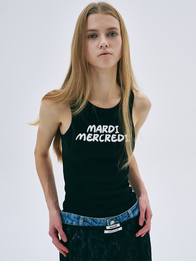 Mardi Mercredi - TANK RACER BRUSH LOGO_BLACK WHITE 