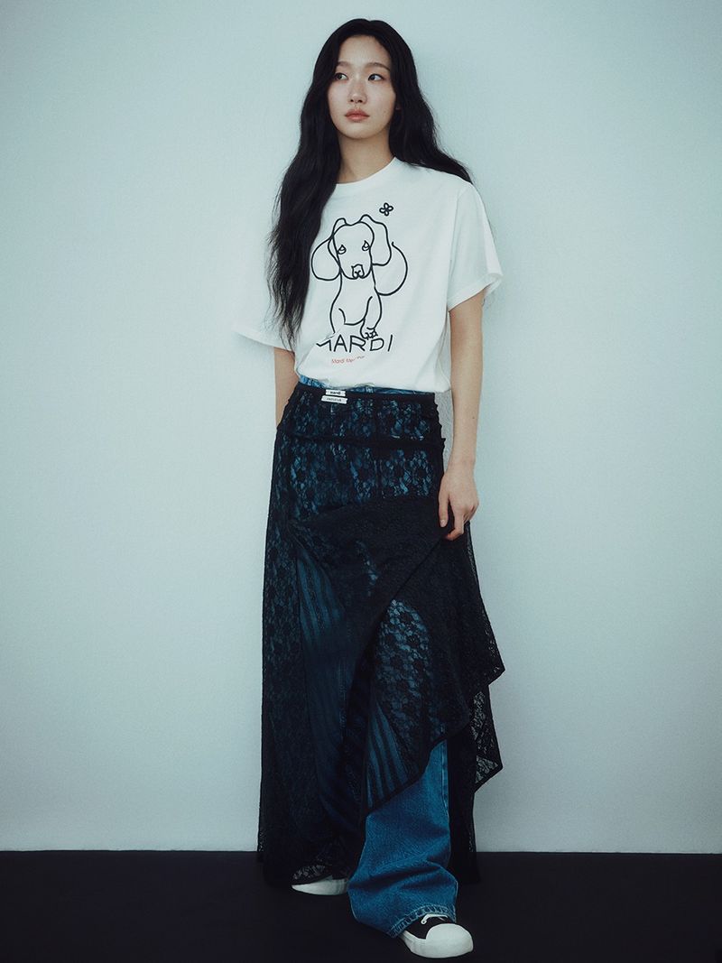 Mardi Mercredi - MAXI LAYERED SKIRT FLOWER LACE_BLACK 