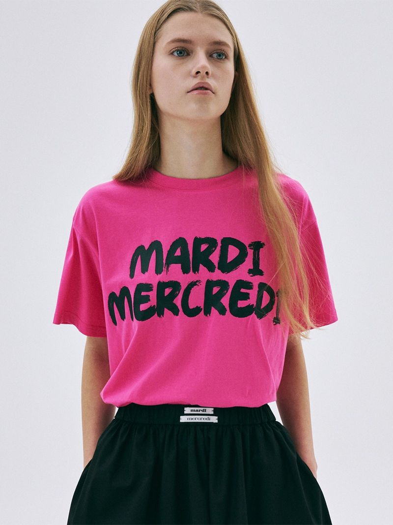 Mardi Mercredi - TSHIRT BRUSH LOGO_PINK BLACK 