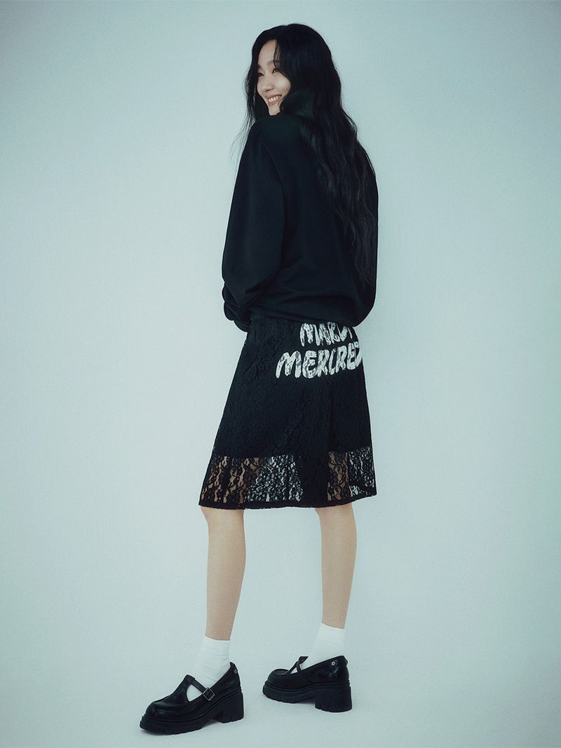 Mardi Mercredi - BERMUDA BRUSH LOGO FLOWER LACE_BLACK 