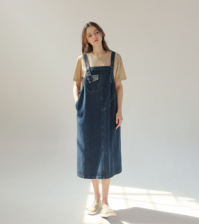 roompacker - 무료배송[RR]프레 절개 데님 오버롤 원피스♡韓國女裝連身裙