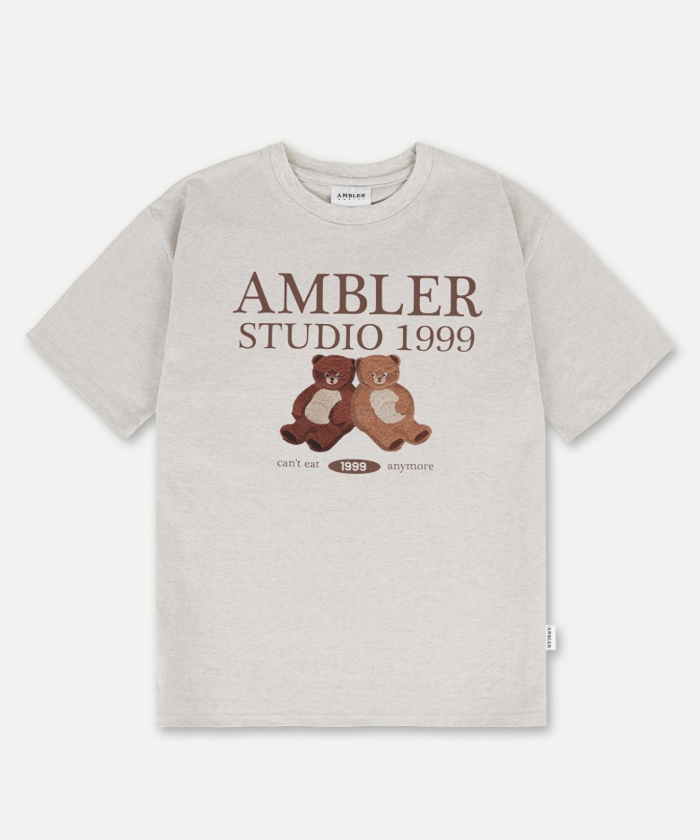 韓國 AMBLER - Unisex Cheat Day Embroidered Short Sleeve T-Shirt AS1205 (Oatmeal) 