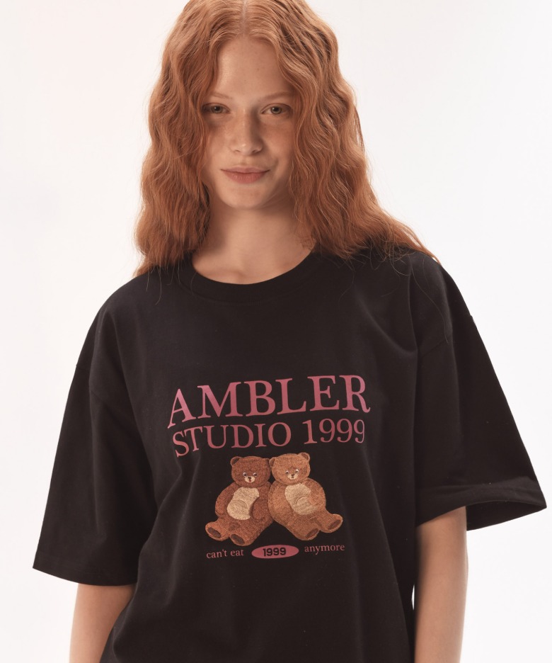 韓國 AMBLER - Unisex Cheat Day Embroidered Short Sleeve T-Shirt AS1205 (Black) 