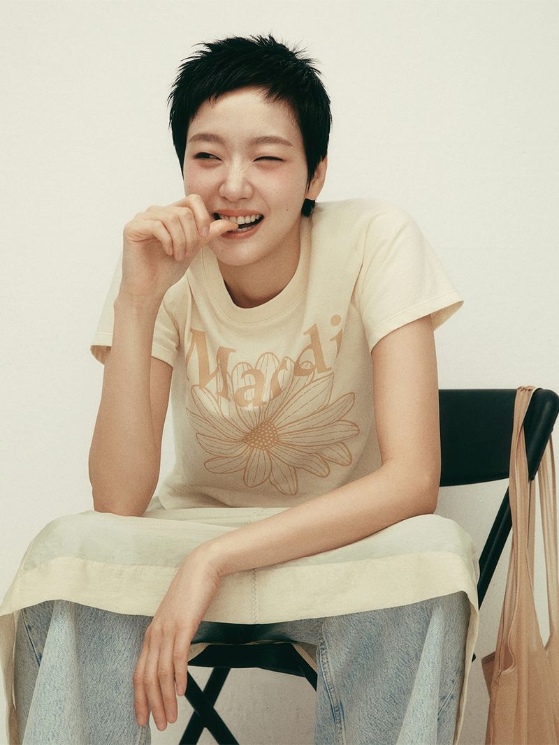 Mardi Mercredi - SLIM TSHIRT FLOWERMARDI_BUTTER PEANUT