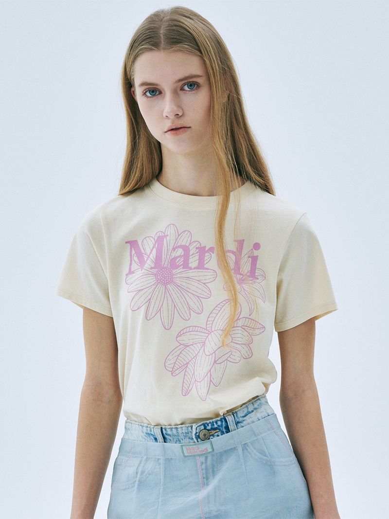 Mardi Mercredi - SLIM TSHIRT TRIPLE FLOWER_BUTTER PINKLAVENDER