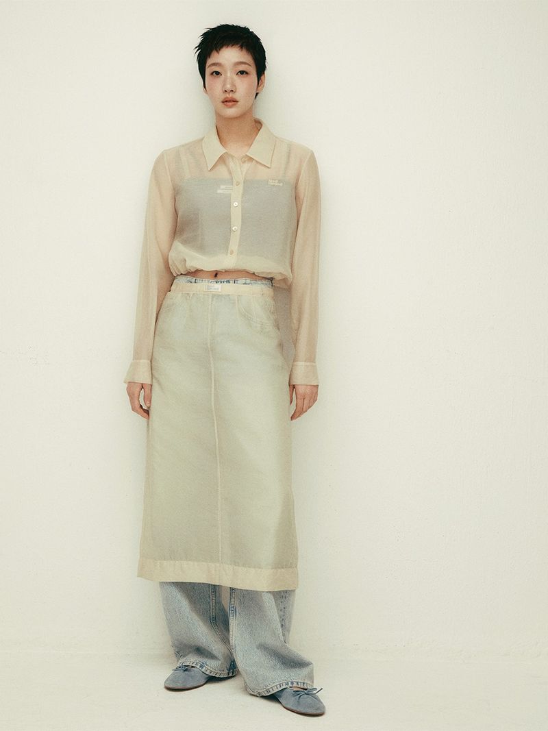 Mardi Mercredi - SHEER MAXI LAYERED SKIRT_CREAM