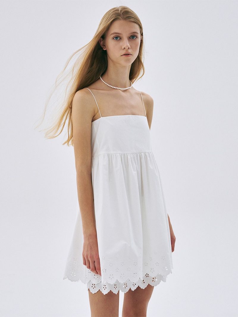 Mardi Mercredi - MINI SLEEVELESS DRESS PUNCHING DETAIL_WHITE