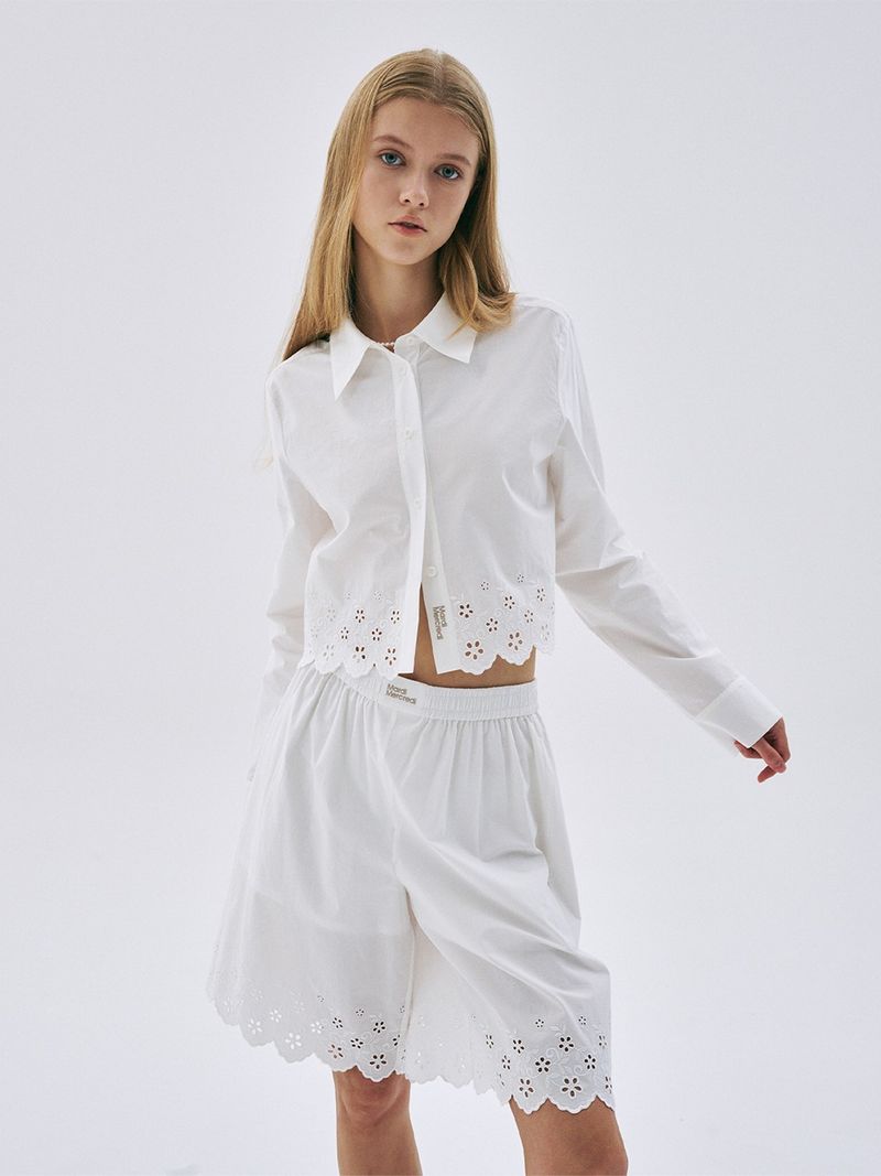 Mardi Mercredi - CROPPED SHIRT PUNCHING DETAIL_WHITE